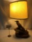 Vintage BlackBerry Summer limited edition hand carved Raven Lamp with cream colored shade 098/5000