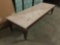Antique art deco marble topped wooden coffee table with wheels