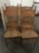 Set of 4 antique pressed oak carved back wooden dining chairs