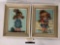 Lot of 2 framed original canvas paintings of cartoonish little girls signed by artist Jeff