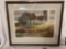 Large framed original watercolor painting of a house by the sea with crab pots signed FB Nelson 1975