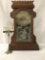 Antique Ansonia mantle clock w/ key & pendulum, late mission era carving and glass front