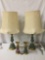 2 large vintage stone and brass Asian table lamps with smaller matching candle holders