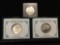 2 George Washington .900 silver commemorative half dollar coins and a 1964 silver Kennedy half