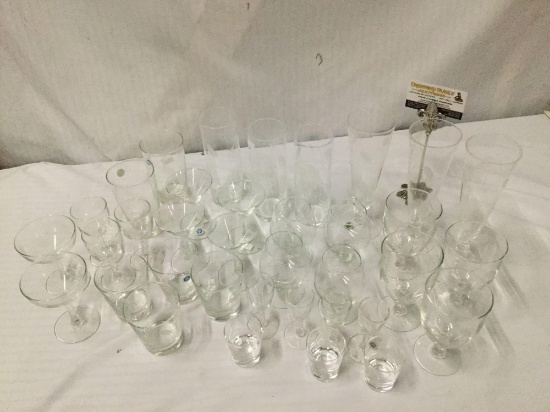 36 pcs of Japanese Sasaki glass & crystal with a wheat pattern