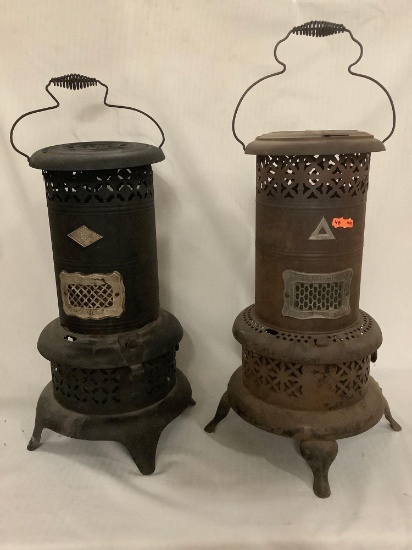 Lot of 2 antique early 1900s Nesco - Perfection USA parlor oil heaters no 15 & 525