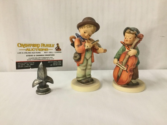 2 Goebel MI Hummel figurines - 1 MI Hummel MK5 of boy w/ violin & 1 MI Hummel MK5 boy w/ bass