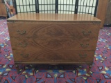 Vintage Saginaw furniture shops low chest/buffet with 3 drawers & carved detailing