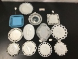 Collection of 12 milk glass plates incl. Columbus Circle 1900, Westmoreland (Several patterns), and