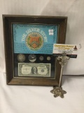 Framed The Silver Story American silver coin collection incl. a 1923 silver peace dollar, 63 silver