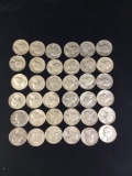 Collection of 36 silver quarters from 1952-1964