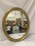 Simple accent oval mirror with wooden frame