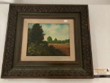 Framed original French landscape oil painting, signed by artist Eduard Caret