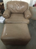 Modern Flexsteel full leather chair with ottoman