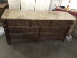 Modern marble top wicker 7 drawer dresser - matches 238