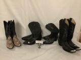 Lot of 4 pairs of gently used fancy Ladies Cowboy boots incl. Snake skin, Earth Spirit brand etc