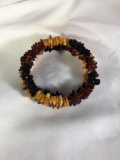 Nice Baltic Amber bracelet with 3 coils of natural colored nuggets
