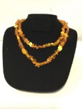 Attractive 2 strand necklace of gold and butterscotch fossilized Amber nuggets