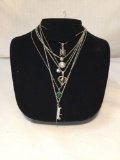 Collection of 6 fine vintage sterling silver necklaces w/ pendants - 21.3 grams ttw