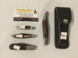 Lot of 4 small pocket knives incl. German Buck Fish Knife, Schrade USA Uncle Henry, and more