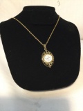 Vintage gold tone 1928 brand watch pendant on necklace