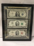 American Historic Society Historic currency collection feat. a 1995 $2 bill, 1957 B $1 blue seal