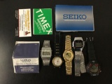 Collection of 5 watches w/ some manuals - untested incl. Seiko, Lotus, Timex, Citizen etc