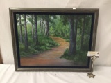 Original oil painting depicting a forest path scene - signed by artist
