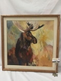 Original acrylic painting of a moose by Laura Woolschlager signed by the artist