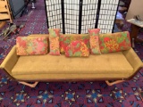 Mid Century Gaines MFG. (McKenzie, Tennessee) wood frame couch w/ off-yellow upholstery