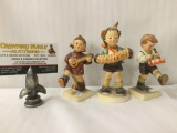3 Goebel MI Hummel porcelain figurines - MK5 Happiness (banjo girl), MK5 accordion boy & MK5 drummer