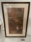 Vintage framed Asian art piece, Good Fortune, approximately 19 x 29 inches.