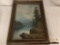 Antique original mountain scene nature painting on board by unknown artist, approximately 16 x 23