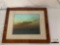 Nicely framed photograph print of clouds over the ocean approximately 23 x 19 inches