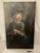 Unframed canvas portrait of a young child signed by artist Munn, approx 18x30 inches