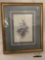 Framed flower artwork signed by unknown artist, approximately 18 x 23 inches