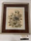 Vintage framed flower print artwork approximately 13 x 15 inches