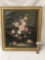 Original framed still life oil painting of flowers in a vase. Signed by unknown artist.