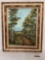 Framed original Forest scene canvas oil painting signed by artist Pamela Love (Bellevue, WA)