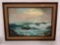 Large framed original painting of ocean waves signed by Lila lunch, 44 x 31 inches