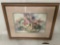 Framed watercolor flower basket lithograph print signed by artist Dawna Barton w/ COA 1987,