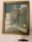 Vintage framed Native American on horseback print, approximately 10 x 13 inches.