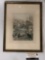 Framed vintage Asian fishing print, approximately 11 x 14.5 inches