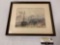 Framed original watercolor painting of boats on the shore, Artist unknown, approximately 14x12
