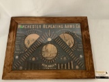 Vintage framed Winchester repeating arms co. New Haven Conn. USA bullet advertising poster print