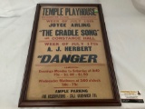 Antique theater poster flyer temple playhouse Joyce Arling in the cradle song - AJ Herbert in