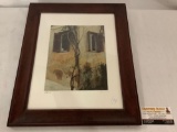 Framed photograph of windows in Athens, signed by artist, approximately 14 x 17 inches