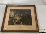 Vintage framed print An Alchemist in His Study, FISHER scientific Co. approx 20x18 inches.