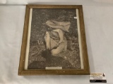 Vintage framed photograph of Hesquiat root digger approximately 15 x 18 inches