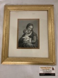 Framed print of madonna and child, approximately 15 x 13 inches